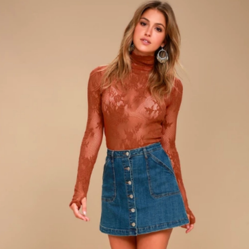 Free People Lace Turtleneck